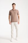 Cadiz Erkek Vizon Pamuk Karışımlı Polo Yaka Slim Fit Triko