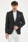 Candido Erkek Siyah Poliviskon Kumaşlı Slim Fit Mono Yaka Spor Blazer Ceket