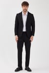 Caserta Erkek Siyah Poliviskon Kumaşlı Mono Yaka Torba Cepli Yarım Astar Slim Fit 2'li Takım Elbise