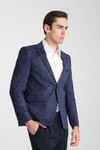 Cencio Erkek Açık Lacivert Diagonel Süet Slim Fit Mono Yaka Spor Blazer Ceket