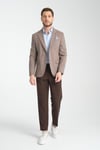 Diegos Erkek Bej Ekose Slim Fit Mono Yaka Spor Blazer Ceket