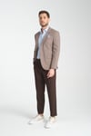 Diegos Erkek Bej Ekose Slim Fit Mono Yaka Spor Blazer Ceket
