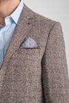 Diocles Erkek Kahve Kareli - Ekoseli Kalın Esnemeyen Slim Fit Dar Kesim Blazer Ceket