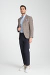 Diocles Erkek Kahve Kareli - Ekoseli Kalın Esnemeyen Slim Fit Dar Kesim Blazer Ceket