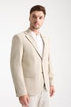 Dolex Erkek Bej Polyviskon Kumaşlı 4-Mevsim Slim Fit Mono Yaka Spor Blazer Ceket
