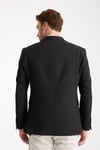 Dolex Erkek Siyah Polyviskon Kumaşlı 4-Mevsim Slim Fit Mono Yaka Spor Blazer Ceket