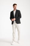 Dolex Erkek Siyah Polyviskon Kumaşlı 4-Mevsim Slim Fit Mono Yaka Spor Blazer Ceket