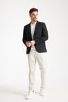 Dolex Erkek Siyah Polyviskon Kumaşlı 4-Mevsim Slim Fit Mono Yaka Spor Blazer Ceket