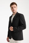 Dolex Erkek Siyah Polyviskon Kumaşlı 4-Mevsim Slim Fit Mono Yaka Spor Blazer Ceket