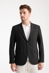Dolex Erkek Siyah Polyviskon Kumaşlı 4-Mevsim Slim Fit Mono Yaka Spor Blazer Ceket