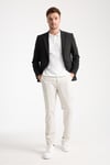 Dolex Erkek Siyah Polyviskon Kumaşlı 4-Mevsim Slim Fit Mono Yaka Spor Blazer Ceket