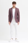 Domingos Erkek Bordo Pamuklu Dirsekli Slim Fit Spor Blazer Ceket