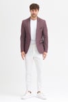 Domingos Erkek Bordo Pamuklu Dirsekli Slim Fit Spor Blazer Ceket