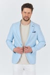 Dozari Dirsekli Erkek Buz Mavi Keten Karışımlı Slim Fit İlkbahar-Yazlık Spor Blazer Ceket