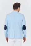 Dozari Dirsekli Erkek Buz Mavi Keten Karışımlı Slim Fit İlkbahar-Yazlık Spor Blazer Ceket