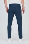 Ecmio Erkek Lacivert Ekose Keten Görünümlü İnce İlkbahar-Yaz Slim Fit Pantalon