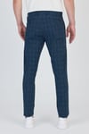 Ecmio Erkek Lacivert Ekose Keten Görünümlü İnce İlkbahar-Yaz Slim Fit Pantalon