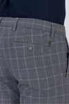Ecmio Erkek Navy Ekose Keten Görünümlü İnce İlkbahar-Yaz Slim Fit Pantalon