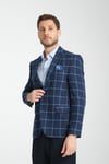 Ekose Desenli Mono Yaka Slim Fit Blazer Tek Ceket