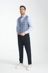 Ekose Desenli V Yaka Kruvaze Yelek Slim Fit