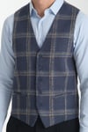 Ekose Desenli V Yaka Yelek Slim Fit