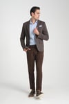 Eleventy Erkek Kahve Likralı Pamuk Karışımlı Ekose Desenli Slim Fit Spor Blazer Ceket