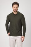 Erkek %100 Pamuk Waffle Çekmeyen Esneyen Kumaş Slim Fit Uzun Kol Polo Tişört