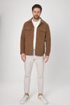 Erkek Camel Slim Fit Baharlık Trenç Ceket Örme Esnek Kumaş Kapak Cepli Dar Kesim