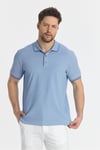 Erkek Çekmeyen 100% Pamuklu Kumaş Slim Fit Dar Kesim Indigo Kıvrılmaz Polo Yaka Tişört