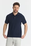 Erkek Çekmeyen 100% Pamuklu Kumaş Slim Fit Dar Kesim Lacivert Kıvrılmaz Polo Yaka Tişört