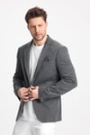 Erkek Düz 360 Her Yöne Esneyen Slim Fit Dar Kesim Mono Yaka Basic Blazer Ceket