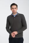 Erkek Kışlık Regular Fit Polo Yaka Basic Sweatshirt