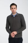 Erkek Kışlık Regular Fit Polo Yaka Basic Sweatshirt