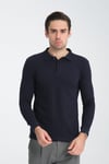 Erkek Regular Fit Polo Yaka Basic Sweatshirt Damla Örğülü