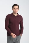 Erkek Regular Fit Polo Yaka Basic Sweatshirt Damla Örğülü