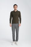 Erkek Regular Fit Polo Yaka Basic Sweatshirt Damla Örğülü