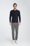 Erkek Regular Fit Polo Yaka Basic Sweatshirt Damla Örğülü