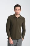 Erkek Regular Fit Polo Yaka Basic Sweatshirt Damla Örğülü