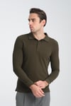 Erkek Regular Fit Polo Yaka Basic Sweatshirt Damla Örğülü