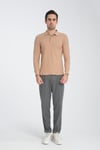 Erkek Regular Fit Polo Yaka Basic Sweatshirt Damla Örğülü