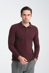 Erkek Regular Fit Polo Yaka Basic Sweatshirt Damla Örğülü
