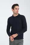 Erkek Regular Fit Polo Yaka Basic Sweatshirt Damla Örğülü