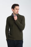 Erkek Regular Fit Polo Yaka Sweatshirt Waffle Desenli Kıvrılmaz Yaka