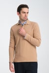 Erkek Regular Fit Polo Yaka Sweatshirt Waffle Desenli Kıvrılmaz Yaka