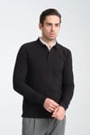 Erkek Regular Fit Polo Yaka Sweatshirt Waffle Desenli Kıvrılmaz Yaka