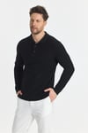 Erkek Regular Fit Polo Yaka Sweatshirt Waffle Desenli