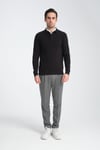 Erkek Regular Fit Polo Yaka Sweatshirt Waffle Desenli Kıvrılmaz Yaka
