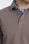 Erkek Regular Fit Polo Yaka Sweatshirt Waffle Desenli Kıvrılmaz Yaka