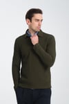 Erkek Regular Fit Polo Yaka Sweatshirt Waffle Desenli Kıvrılmaz Yaka