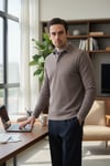 Erkek Regular Fit Polo Yaka Sweatshirt Waffle Desenli Kıvrılmaz Yaka